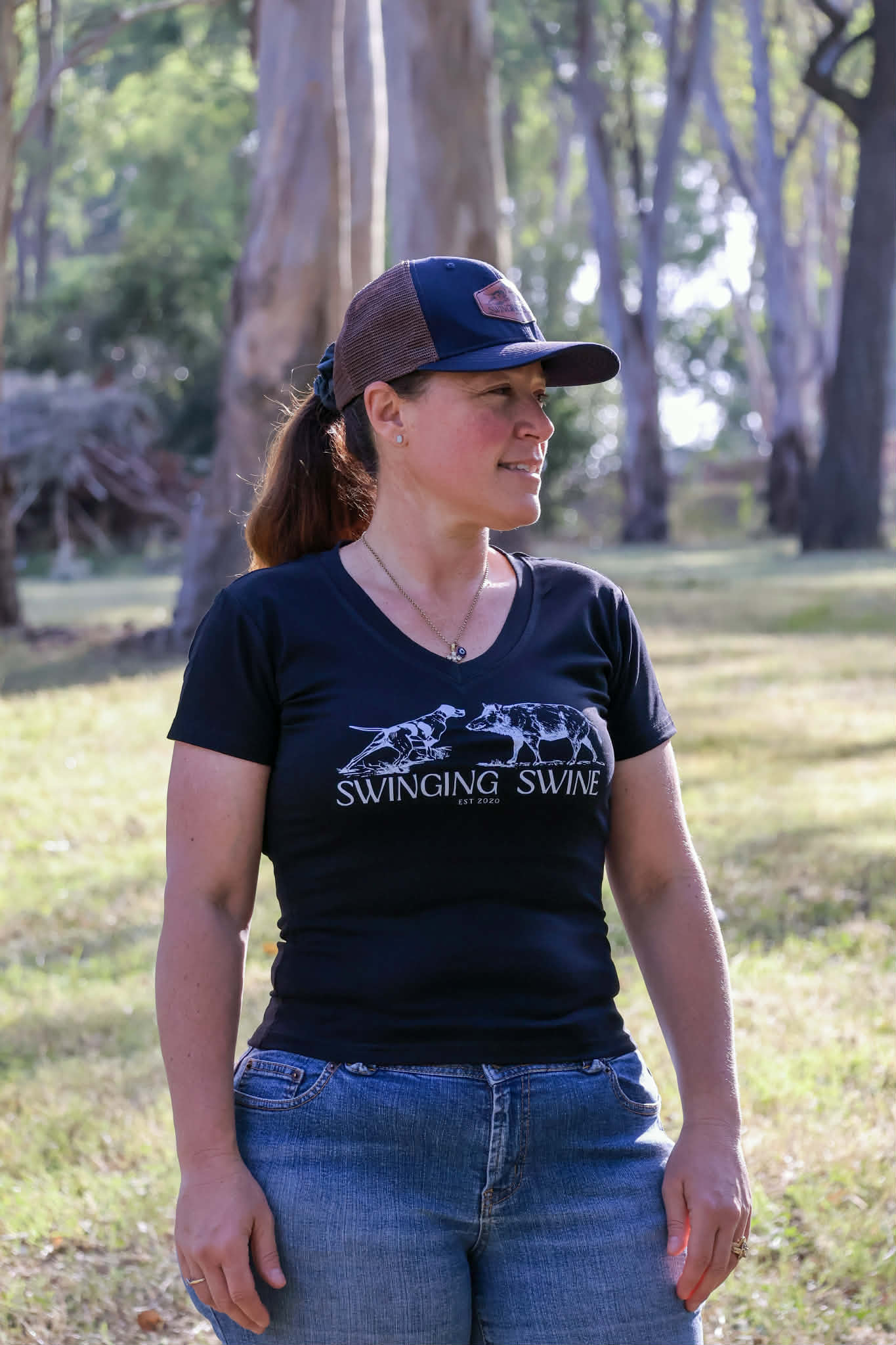 Ladies V neck Fitted Tee