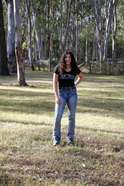 Ladies V neck Fitted Tee