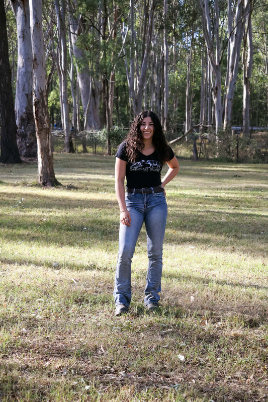 Ladies V neck Fitted Tee